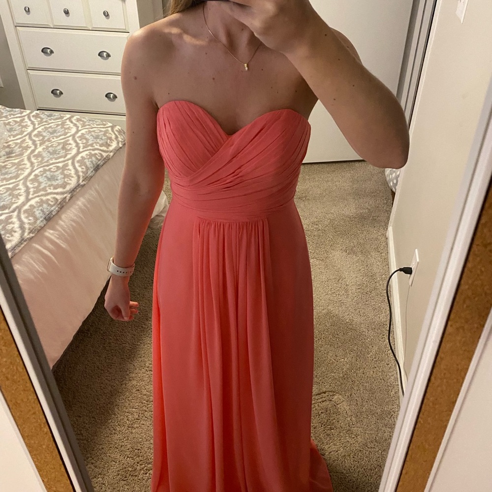 Bill Levkoff Elegant Coral Strapless Dress